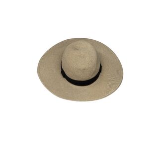 Chic Tan Wide-Brim Hat with Black Band